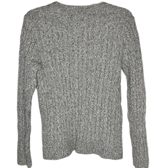 L.L. Bean Cable Knit 100% Cotton Crewneck Sweater - Heathered Gray - L - Picture 4 of 10